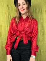 Vintage blouse, maat 40/42 - L/XL - rood - print - 90's, Maat 38/40 (M), Ophalen of Verzenden, Vintage, Gedragen