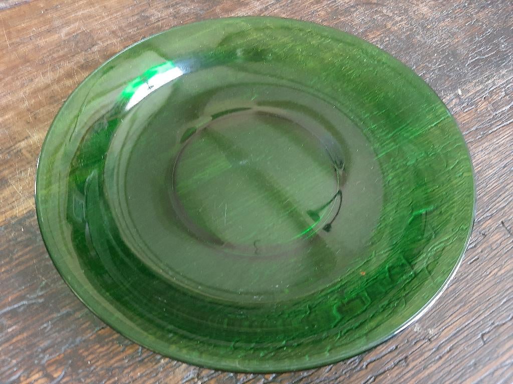 Fruitschaal - groen glas -  Vintage, Ophalen of Verzenden