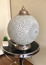 Grote bol glas mozaïek lamp wit chroom Oosters bollamp., Minder dan 50 cm, Oosters Aziatisch Glaskunst, Ophalen of Verzenden, Glas