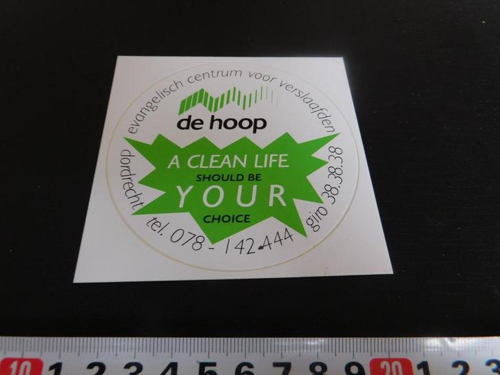 sticker Dordrecht DE HOOP evangelisch centrum verslaafden *, Verzamelen, Stickers, Zo goed als nieuw, Ophalen
