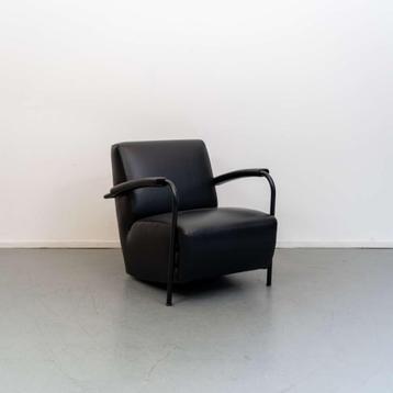 2x Leolux Scylla Fauteuil Laag Zwart Leer – Zwart beschikbaar voor biedingen