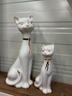 Set vintage porseleinen poezen – wit met goudaccenten, Verzamelen, Beelden en Beeldjes, Ophalen of Verzenden, Zo goed als nieuw