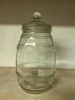 Antieke Glazen Voorraadpot met Deksel, Ophalen, Gebruikt, Schaal, Rond
