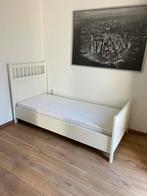 Eenpersoonsbed hout wit inclusief matras, Ophalen, Gebruikt, 90 cm, Eenpersoons