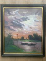 IJssel bij Deventer - Alwin Kok - Magisch Realisme, Gebruikt, Ophalen of Verzenden, Schilderij, 50 tot 75 cm