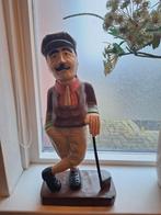 Houten Golfbeeld - Man Cave Decoratie, Antiek en Kunst, Kunst | Beelden en Houtsnijwerken, Ophalen of Verzenden