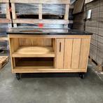 Eiken Tafel Storage + Donkergrijs Natuursteen Werkblad, Ophalen, Zo goed als nieuw