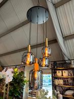Moderne Hanglamp met 4 Glazen Kappen, Ophalen, Nieuw, Glas, 75 cm of meer