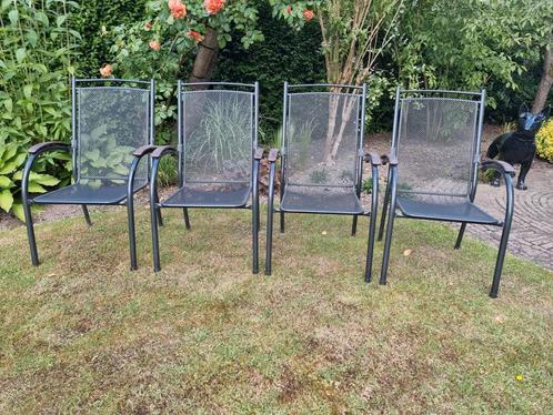 Stalen tuinstoelen, Tuin en Terras, Tuinstoelen, Gebruikt, Stapelbaar, Ophalen