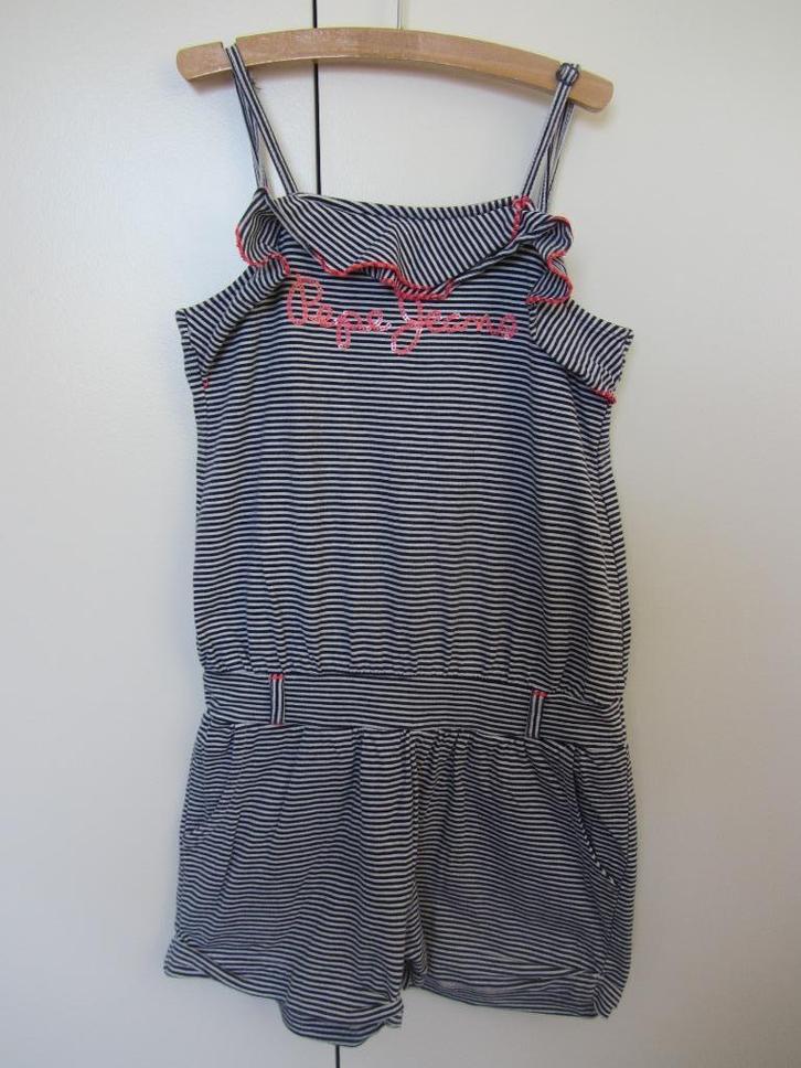Blauw/wit gestreepte jumpsuit Pepe Jeans maat 116-122, Kinderen en Baby's, Kinderkleding | Maat 116, Zo goed als nieuw, Meisje