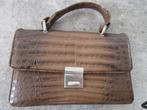 Vintage handtas krokodillen print bruin, Verzenden, Zo goed als nieuw, Bruin, Handtas