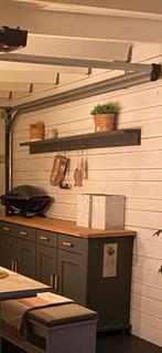 Wandplank van tuinhout krijtverf grijs 200 cm, Ophalen