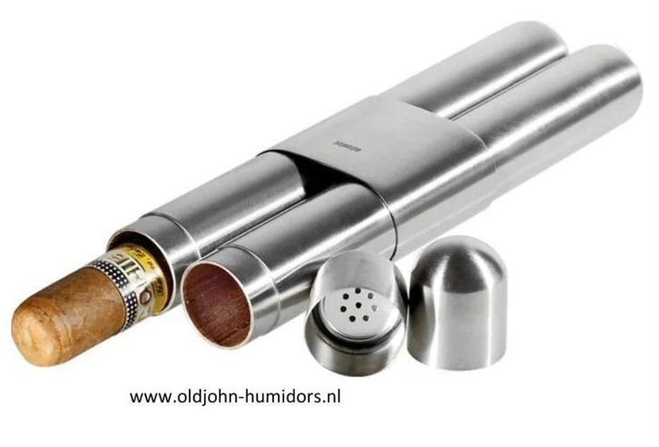 ADORINI  RVS SIGARENKOKER + BEVOCHTIGER VOOR 2 SIGAREN  sk02, Verzamelen, Rookartikelen, Aanstekers en Luciferdoosjes, Nieuw, Tabaksdoos of Verpakking