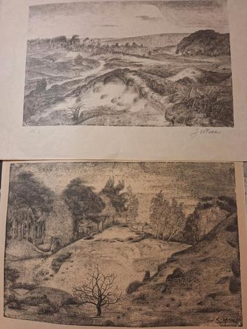 2x Litho Duinlandschap Jan Fekkes Laren beschikbaar voor biedingen