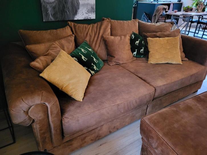 Cognacbruine Rofra bank, Huis en Inrichting, Banken | Complete zithoeken, Zo goed als nieuw, Ophalen