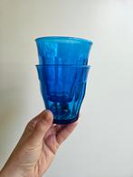 2 Duralex Picardie glazen 25 cl - fel blauw, Glas, Overige stijlen, Glas of Glazen, Ophalen of Verzenden