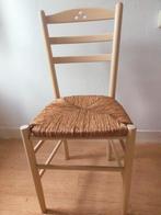 Massief houten  stoel met biezen zitting kleur ecru/room., Ophalen, Gebruikt, Stoel(en)
