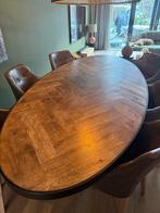 Ovale eettafel met visgraat motief lang 250 breed 115, Huis en Inrichting, Ophalen, Eikenhout, 100 tot 150 cm, Zo goed als nieuw