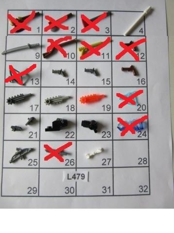 L479 LEGO WAPENS STAR WARS, PIRATEN GEWEER PISTOOL PIJL+BOOG beschikbaar voor biedingen