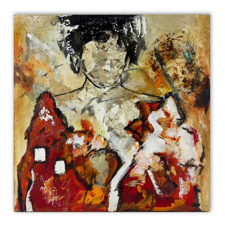 Uniek schilderij van Dário Bosa - 60 x 60 cm, Antiek en Kunst, Kunst | Schilderijen | Abstract, Ophalen of Verzenden