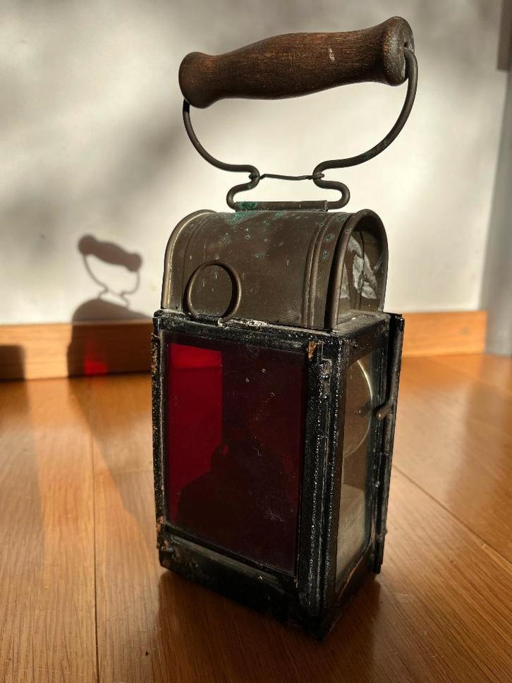 Antieke spoorweg seinlamp jaren 20-30 K.E.D. Saarbrucken, Verzamelen, Spoorwegen en Tramwegen, Gebruikt, Trein, Overige typen