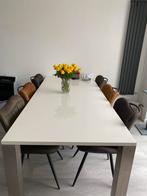Witte hoogglans eettafel zonder stoelen, Huis en Inrichting, Tafels | Eettafels, Ophalen, Overige materialen, Gebruikt, 100 tot 150 cm