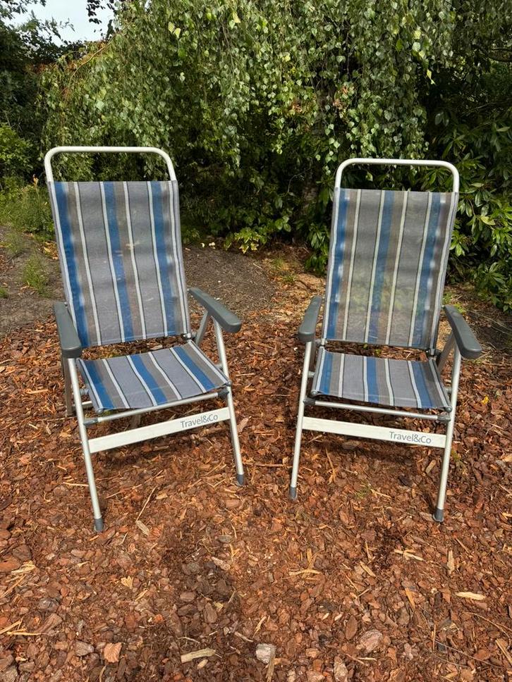 Twee aluminium tuinstoelen, Caravans en Kamperen, Kampeermeubelen, Zo goed als nieuw, Campingstoel, Ophalen