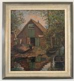 Klassiek schilderij van Gert Kemper - Giethoorn botenwerfje, Antiek en Kunst, Ophalen of Verzenden