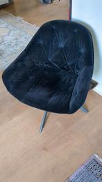Zwarte Velvet Draaifauteuil, Huis en Inrichting, Fauteuils, Gebruikt, Minder dan 75 cm, Ophalen of Verzenden, Metaal