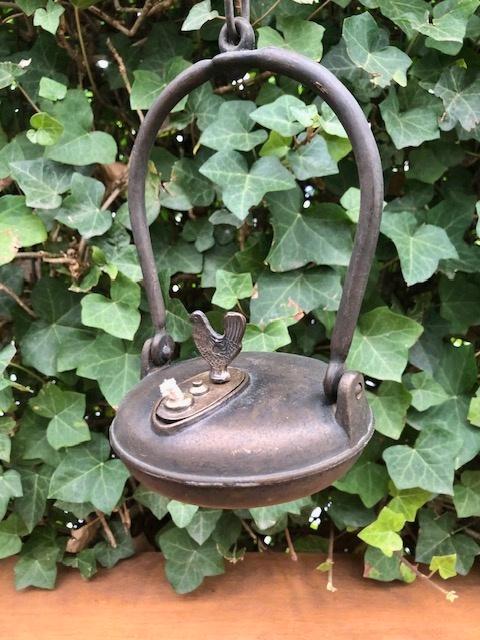 Antiek bronzen olielampje / weverslampje, Antiek en Kunst, Antiek | Woonaccessoires, Ophalen of Verzenden