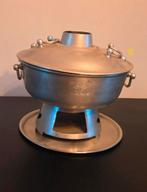 Antieke tinnen fondueset, Witgoed en Apparatuur, Fonduesets, Ophalen of Verzenden, Gebruikt, Brander, Fondueset