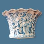Antieke faience cachepot blauw wit engelen, Antiek en Kunst, Ophalen of Verzenden