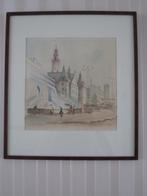 Aquarel, Coolsingel - fontein- stadhuis Rotterdam , Berends, Ophalen of Verzenden