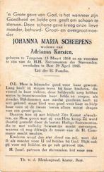 Scheepens Johanna 1864 Tongeren 1948 Best, Ophalen of Verzenden, Bidprentje