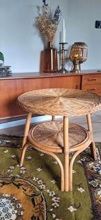 2x rotan bamboe bijzettafeltje salontafel plantentafel, Huis en Inrichting, Ophalen, Rond, Minder dan 55 cm, 45 tot 60 cm