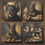 Lancashire Heeler Rembrandt stijl onderzetters met houder, Ophalen of Verzenden, Nieuw, Glas of Kopje