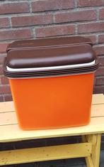 💐VINTAGE KOELBOX ORANJE MET BRUINE DEKSEL VAN CURVER, Ophalen of Verzenden
