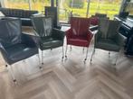 Leren stoelen met wieltjes - 4stuks, Antiek en Kunst, Ophalen of Verzenden