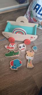 Houten speelgoed trek ark met dieren, Ophalen of Verzenden, Zo goed als nieuw, Auto, Met wieltjes