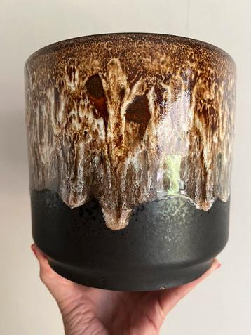 Vintage Scheurich Germany Bloempot Fat Lava Druipglazuur Ø18 beschikbaar voor biedingen