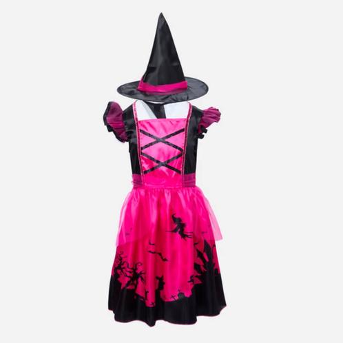 Nieuw ! Mooie Roze Heksenjurken + Hoed Maten 116 t/m 146, Kinderen en Baby's, Carnavalskleding en Verkleedspullen, Nieuw, Meisje
