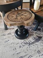 Bijzettafel Noors Kompas Teakhouten blad., Huis en Inrichting, Tafels | Bijzettafels, Ophalen of Verzenden, Minder dan 55 cm, 45 tot 60 cm