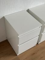 2x IKEA MALM nachtkastjes – wit – 40 x 55 cm, Ophalen, Minder dan 50 cm, 1 of 2 laden, Zo goed als nieuw