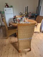 Houten eettafel met 4 eetstoel, 4 tot 6 stoelen, Gebruikt, Ophalen