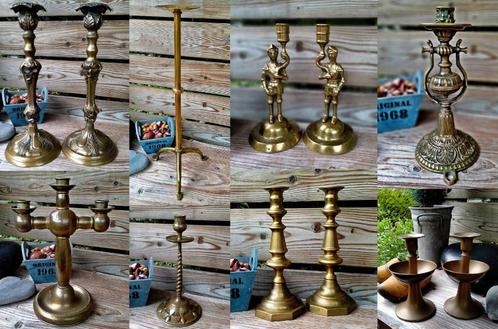19x Antieke oa Bronzen / Koperen Kandelaar Kaarsenstandaard, Huis en Inrichting, Woonaccessoires | Kandelaars en Kaarsen, Zo goed als nieuw