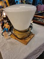 Antieke Koperen Scheepslamp met Melkglazen Kap, Ophalen of Verzenden, Gebruikt, Glas, Vintage