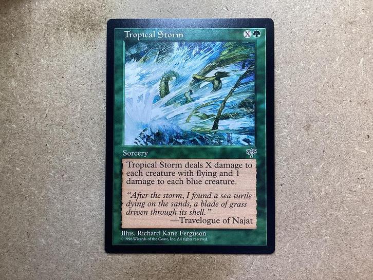 1x Tropical Storm (Excellent), Hobby en Vrije tijd, Verzamelkaartspellen | Magic the Gathering, Zo goed als nieuw, Losse kaart