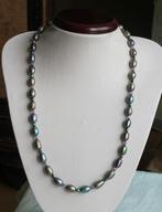 Prachtige ketting met rijst parels en kristal, groen-blauw-, Met kristal, Overige materialen, Nieuw, Verzenden