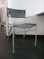 2 Italiaanse designstoelen – Zwart leer & metaal – Jaren '80, Ophalen, Gebruikt, Twee, Zwart