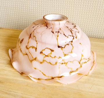 Vintage opaline glazen roze gemarmerde lampenkap!  beschikbaar voor biedingen